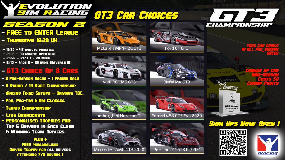 Brooksy0907's tweet photo. Signed up to my first iRacing league 👀 looking forward to racing with some experienced clean drivers #iRacing #GT3 #EvolutionSimRacing #Sim #SimRacing https://t.co/KFbZyc2Gw7