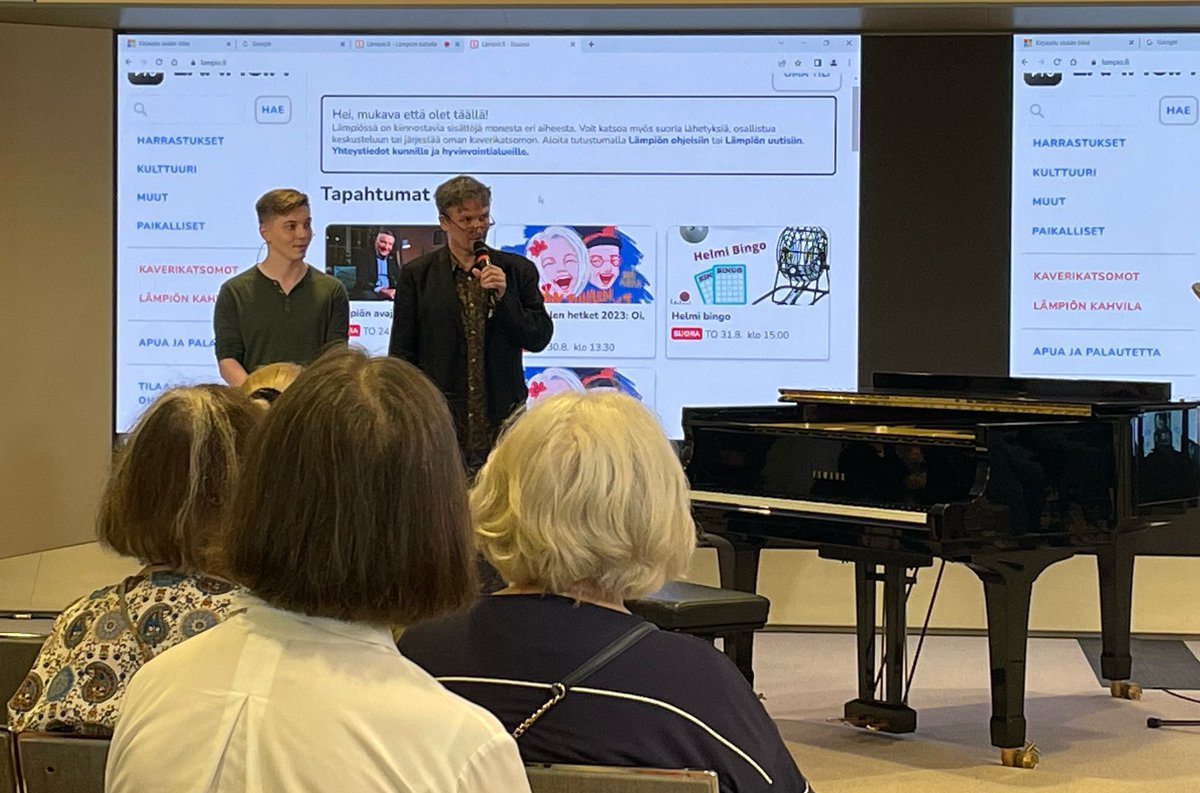 Siponkoski's tweet photo. Ikääntyneille kohdennettu digitaalinen kulttuuripalvelu https://t.co/GygMfRdEZd on avattu! Palvelun ytimessä on kohtaaminen. Voit esimerkiksi perustaa kaverikatsomon ja jakaa kokemuksen muiden katsojien kanssa. #kulttuuri #kulttuurihyvinvointi #hyväelämä @AiliVerkosto https://t.co/xrN8snSZvi