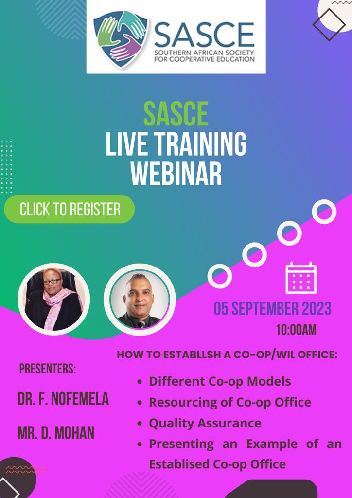 Sasce_students's tweet photo. Scan QR Code to Register🥳

Theme: How to Establish a Co-op/WIL Office 

Save the Date: 05 September 2033 https://t.co/KIHmfCDNSc