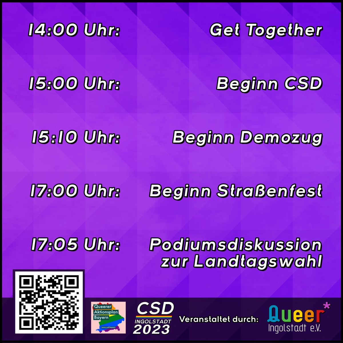 CSDIngolstadt's tweet photo. Hier ist nun auch der offizielle Ablaufplan zum CSD Ingolstadt! 😊🏳️‍🌈🏳️‍⚧️

 #queeringolstadt #ingolstadt #csd #csdingolstadt #csdingolstadt2023 #lgbt #lgbtpride #lgbti #lgbtq #lgbtiq #lgbtqi #pride #queereraktionsplanbayernjetzt https://t.co/4wgwZXDFPo