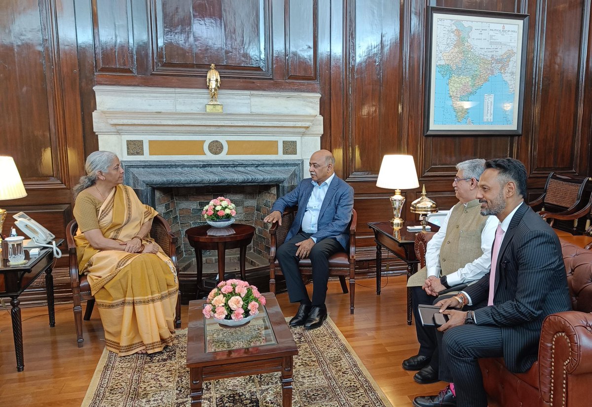 Shri Arvind Krishna (<a href="/ArvindKrishna/">Arvind Krishna</a>), Chairman and CEO - <a href="/IBM/">IBM</a>, calls on Smt <a href="/nsitharaman/">Nirmala Sitharaman</a>.