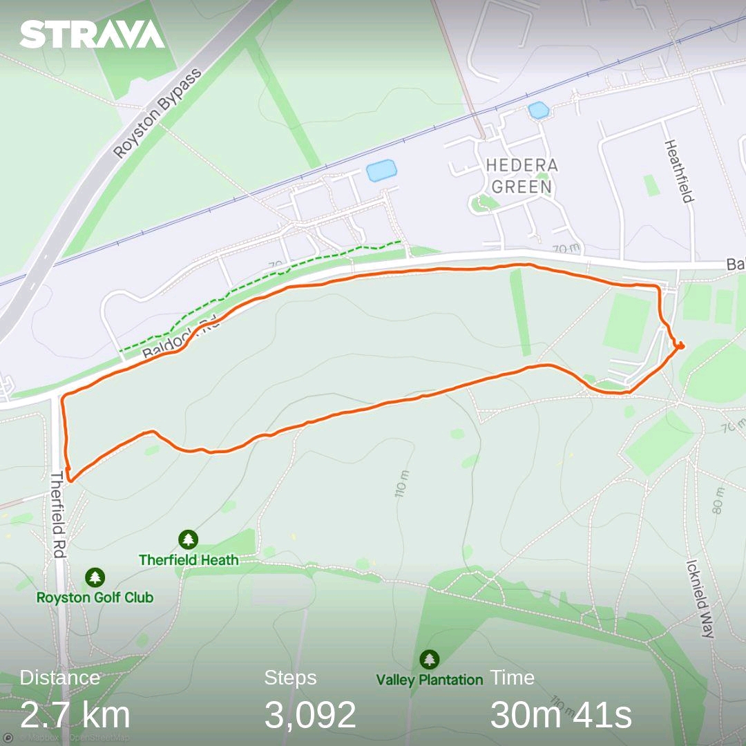 Fancy a walk?
Get started with this 3k walk on relatively flat ground. This route talks roughly 30 minutes and is suitable for those who would love to experience Therfield Heath but are short on time, and aren't after the hills.