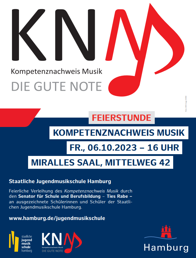 JMSHamburg's tweet photo. 🗓️06.10.23 Kompetenznachweis Musik 2023
Übergabe der Zertifikate an ausgezeichnete Schüler*innen der JMS durch Schulsenator Ties Rabe im Rahmen einer Feierstunde. Mit musikalischer Umrahmung durch Ensembles aus den Reihen der Kandidat*innen. Öffentliche Veranstaltung. https://t.co/LFn9XEpNil