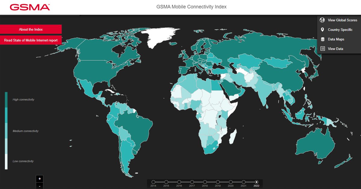 GSMAm4d's tweet photo. The @GSMA #MobileConnectivityIndex measures the performance of 170 countries against the key enablers of #MobileInternet adoption.

Now updated with the latest 2022 data, start using the tool to compare countries across a range of metrics ➡️ https://t.co/SMWEPoykfy

#UKAid #Sida https://t.co/vKzSne5BSB