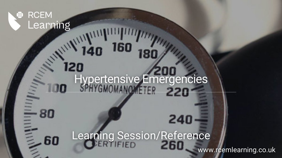 UPDATE: This session covers the pathophysiology, clinical presentation and management of hypertensive emergencies #LearningSession🔒: rcemlearning.co.uk/modules/hypert… #Reference🆓: rcemlearning.co.uk/reference/hype…