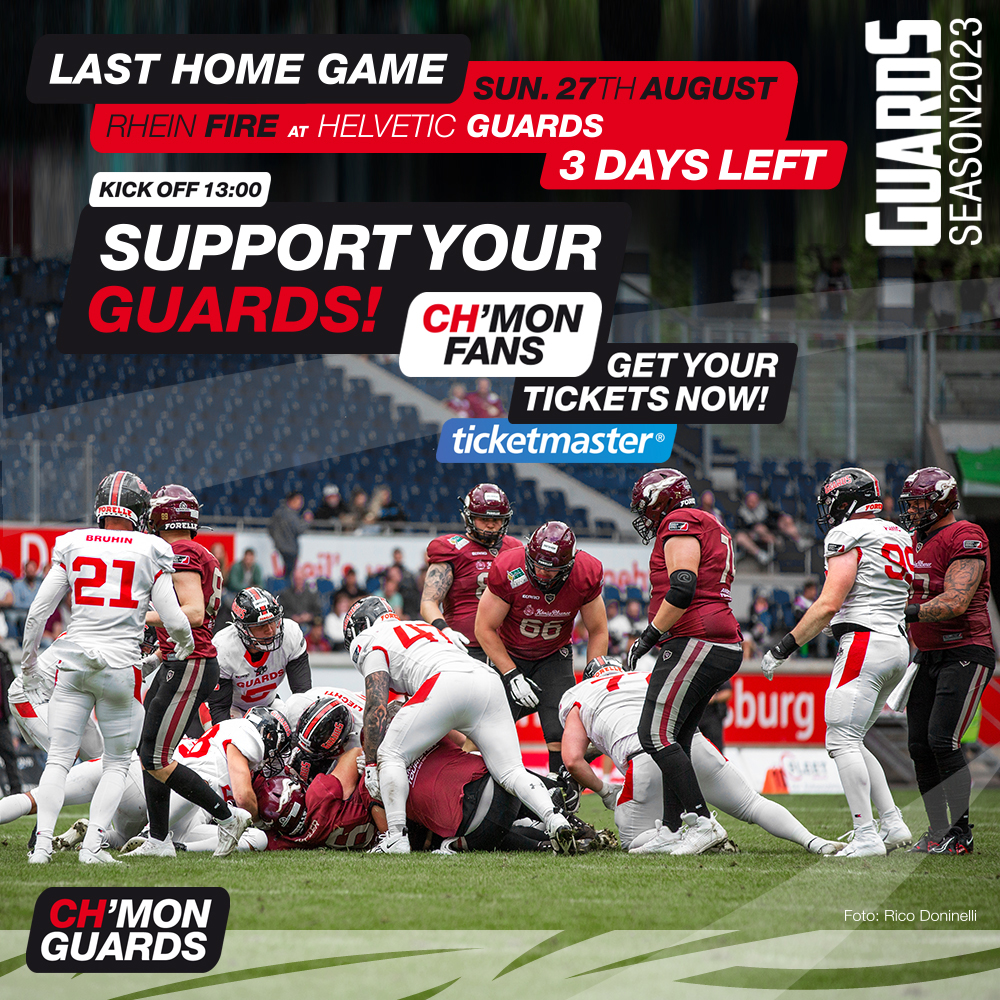 We need your support to fight the unbeaten Rhein Fire.

#RHFatHVG #upforthechallenge #helveticguards #europeanleagueoffootball