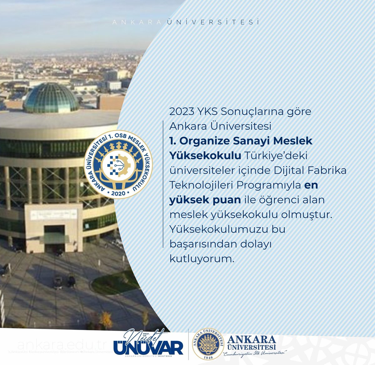 AnkaraUni's tweet photo. Meslek Yüksekokullarımızı başarılarından dolayı kutluyoruz. 

📍Adalet MYO 
📍Kalecik MYO
📍1. Organize Sanayi Bölgesi MYO 

@Kalecik_Myo @Ankara_Uni_1OSB @AnkaraHFAdalet https://t.co/YZDn5kjgbY