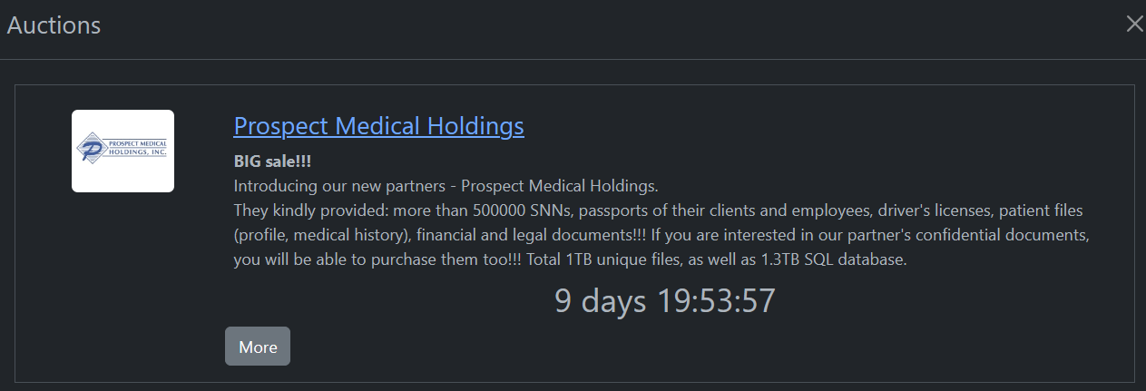 Prospect Medical Holdings veri ihlali