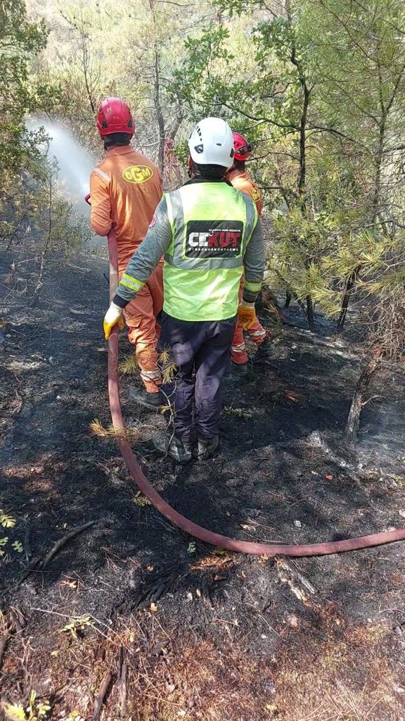 YavuzEnis's tweet photo. En zor zamanlarda, en zor alanlarda olduğu gibi, Çanakkalede’ki orman yangınında, diğer yiğitler ile sırt sırta, yine kahraman Ceza İnfaz personelimizden oluşan CEKUT ekiplerimiz vardı. https://t.co/tYwfGDrzLf