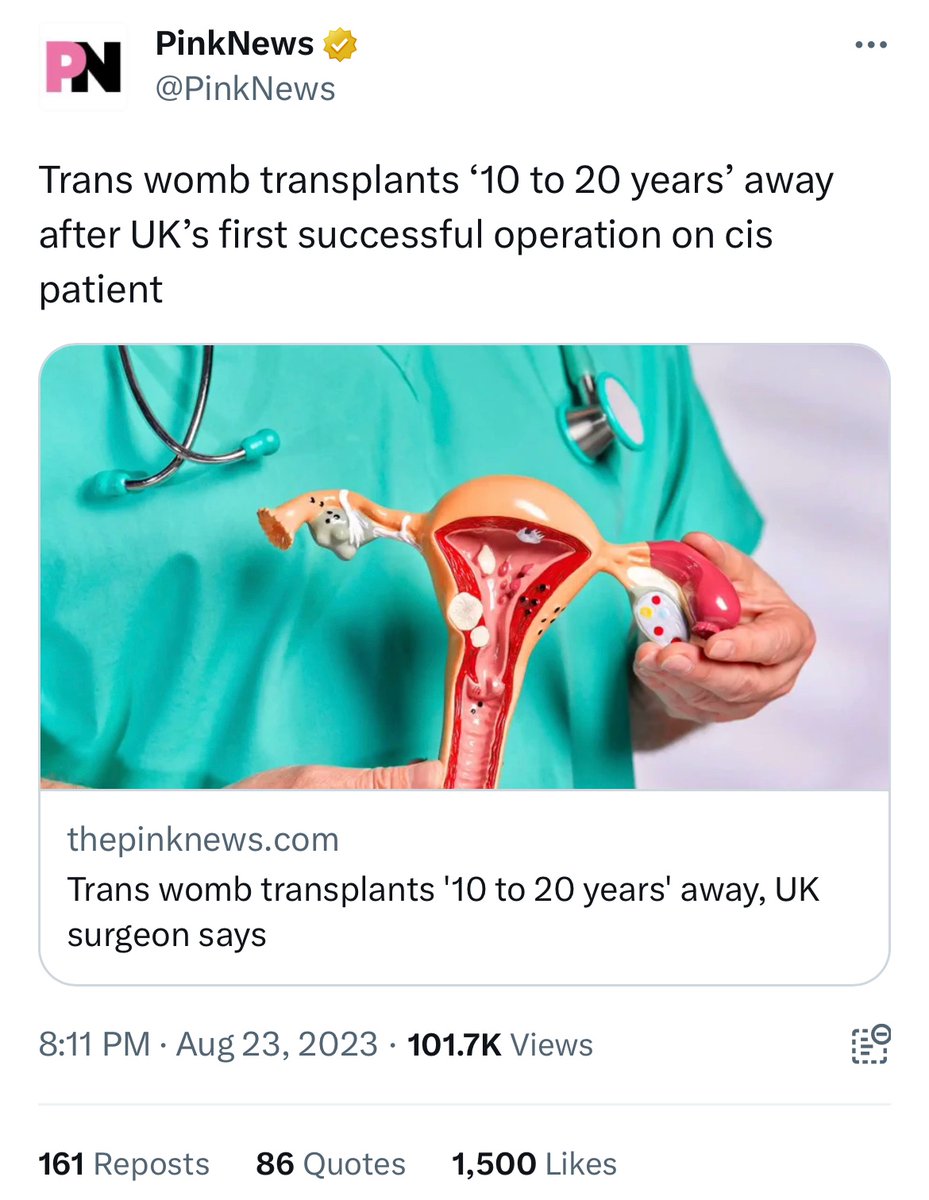 So many men have convinced themselves that women will be lining up to go through a risky, painful hysterectomy to give them their womb, or will be happy for their womb to be given to a man when they die.

It’s the same mindset that convinces them that enough women magically want