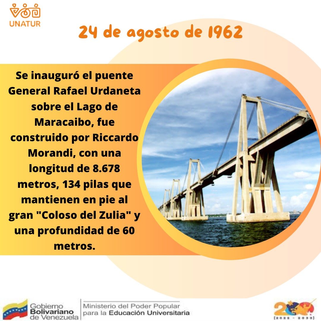 Hace 61 años se inauguró el puente General Francisco de Miranda; Sobre el Lago de Maracaibo, estado Zulia.