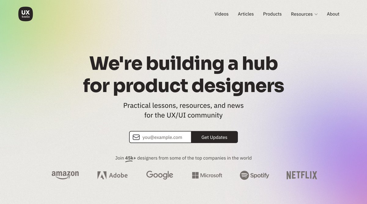 AJ_Ayanbisi's tweet image. Website of the day!

UX Tools 

This website serves as a hub for product designers seeking practical lessons, engaging in UX challenges, accessing a wealth of resources, and staying up to date with news in the Product/UI/UX field.

uxtools.co