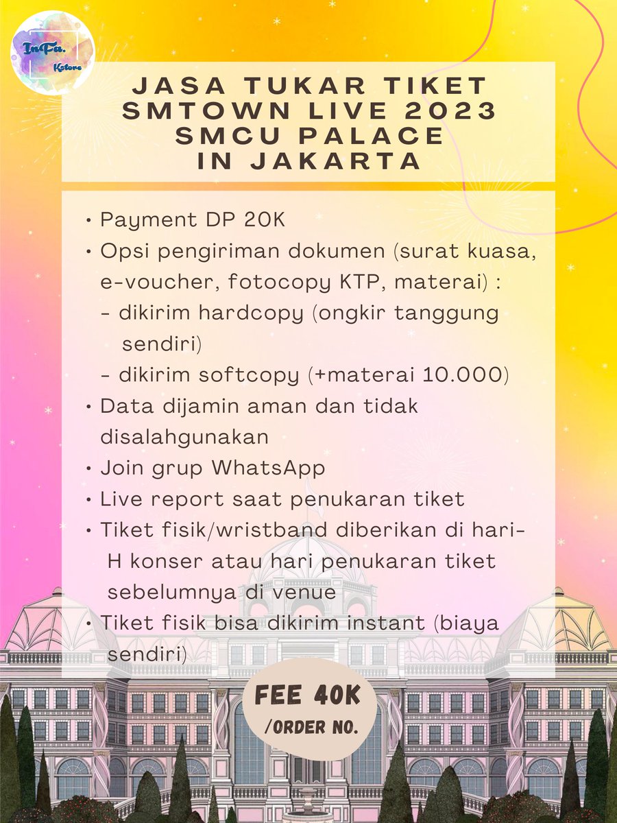 InFa_Kstore's tweet image. JASA PENUKARAN TIKET
[SMTOWN LIVE 2023 SMCU PALACE @ JKT]

Berhubung konser sabtu, klo tuker hari-H pasti rame bgt karena yg nonton se-GBK

Jadi bagi yang ga sempet tukar hari sebelumnya di weekday atau males antri panjang bisa juga titip disini yaa🩷

t. open jastip wristband wb