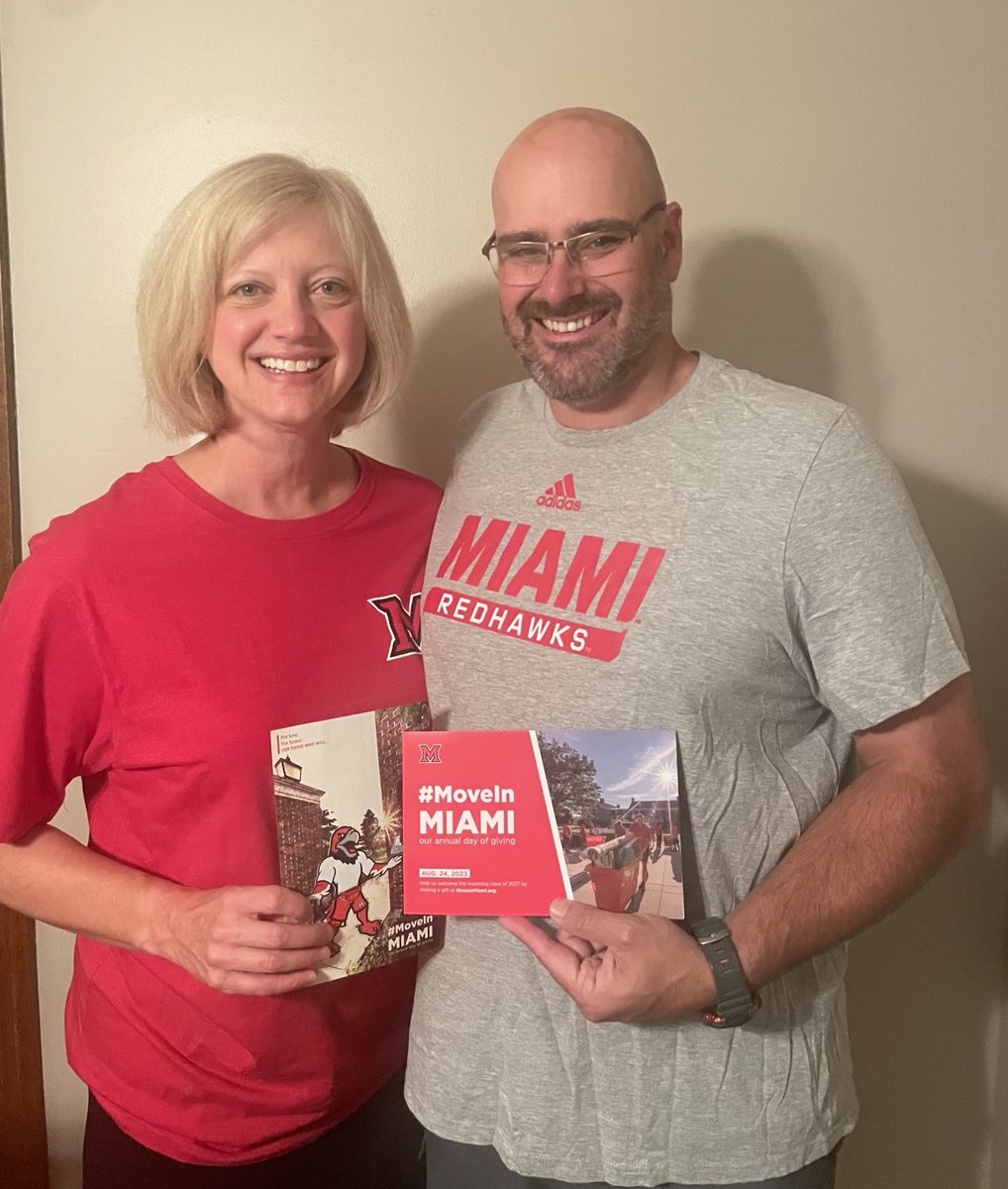 Welcome to Oxford Class of 2027.  We hope you enjoy your time at Miami as much as we did.  We encourage all alumni to donate to #MoveInMiami like we did this morning!  Love and Honor!  ⁦<a href="/miamiuniversity/">Miami University</a>⁩ ⁦<a href="/MiamiAlum/">MUAA</a>⁩