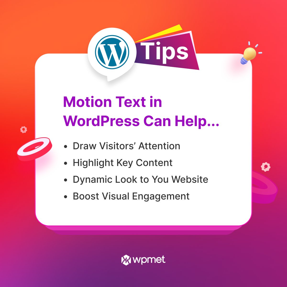 wpmetcom's tweet photo. ✨Motion Text can take your web design to a whole new level 💥📈
Here’s how Motion Text in #WordPress can have a great impact ⤵️
Also, learn how to add motion text in WordPress 👇
https://t.co/xFtfvkrtwj
#MotionText https://t.co/FQcGL8L1Ca