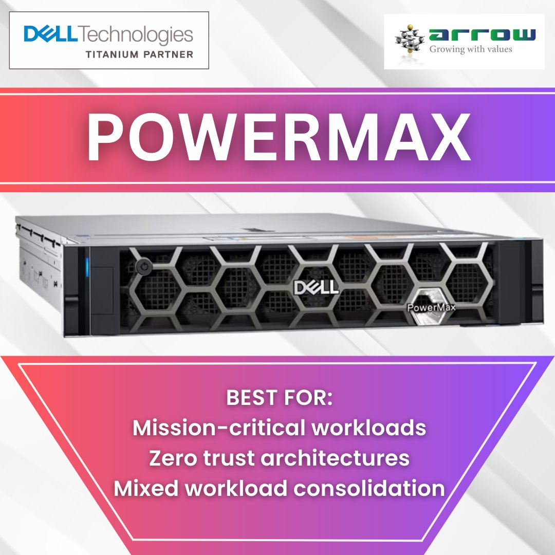ArrowPcNetwork's tweet image. Unleash Unrivaled Performance with Arrow PC Network and Dell PowerMax! 
Elevate your data storage game to new heights with cutting-edge technology. 
#PowerMax #ArrowPCNetwork #DataUnleashed #Dell #Technology #Partners #Business #Growingwithvalues