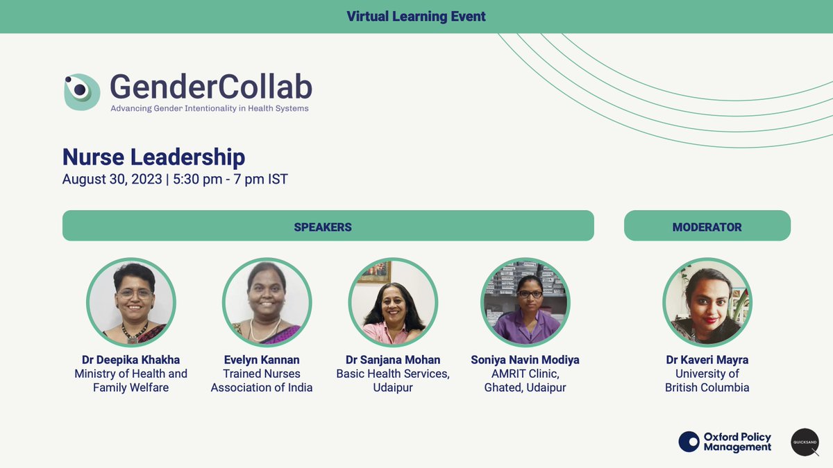 📅 Webinar Alert! How can we create a conducive environment for nurses to step into leadership roles? Join a distinguished panel of experts for a webinar hosted by GenderCollab.
 
📅 Date: Wednesday, August 30
⏰ Time: 5:30 to 7:00 pm IST
🔗 Register here: bit.ly/3P59g5N
