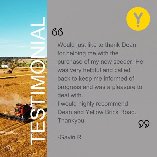 DeanCoddington's tweet photo. Love hearing from our happy clients. Thanks Gav for trusting us with your new purchase. 

#yellowbrickroadmurraybridge #finance #local #localbusiness #yellowbrickroad #assetfinance #equipmentfinance #agriculture https://t.co/UybmGlfVrG