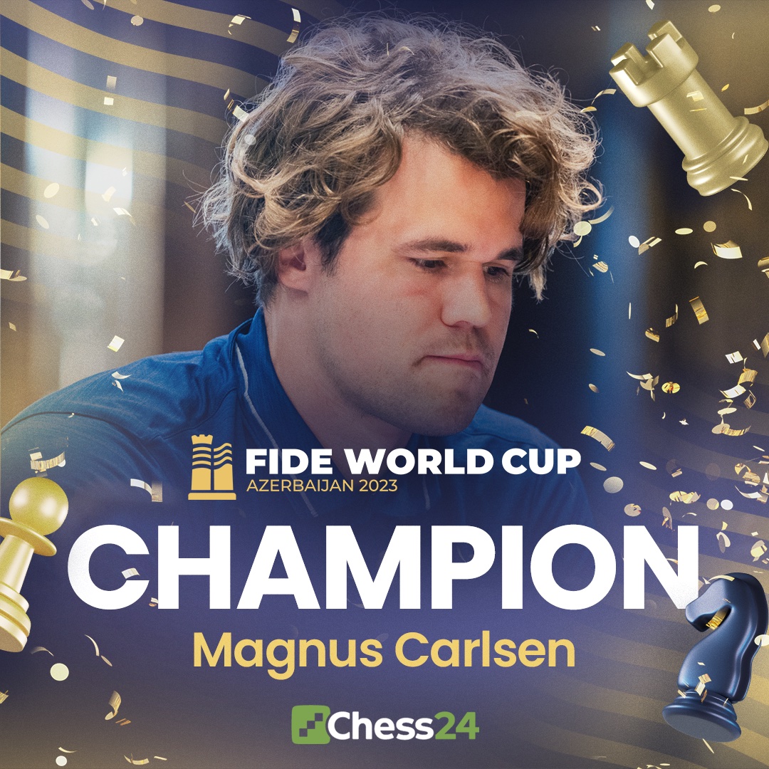 chess24.com on X: Congratulations to @MagnusCarlsen on winning his 1st  ever #FIDEWorldCup🏆! @rpragchess played a brilliant event and will be  back:  #c24live  / X