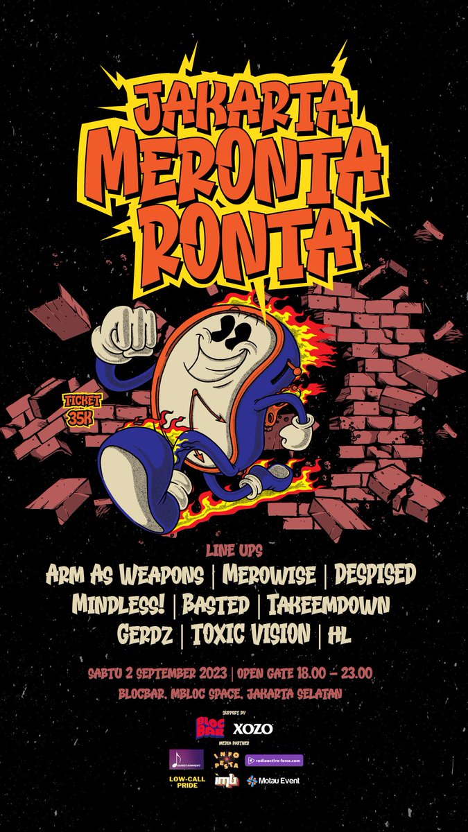 Waktu yang ditunggu-tunggu akhirnya datang juga, kami mengundang kalian semua untuk bersenang2 bersama dalam acara @jakartamerontaronta 

Apalin lagu kita dulu sabi kali ye biar bisa singalong bareng di Blocbar nanti
Dengerin disini ⬇️⬇️⬇️
open.spotify.com/artist/6Rtf4sI…