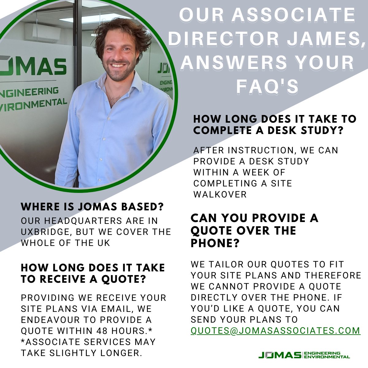 Jomasassociates's tweet image. Do you have a question for us❓

Simple reply to this post and we will get in contact with you.  Alternatively,  email us at ✉️
quotes@jomasassociates.com  

#solutionfinders #siteinvestigations #engineeringuk #landdevelopment #constructionuk #geotechnical #valueengineering