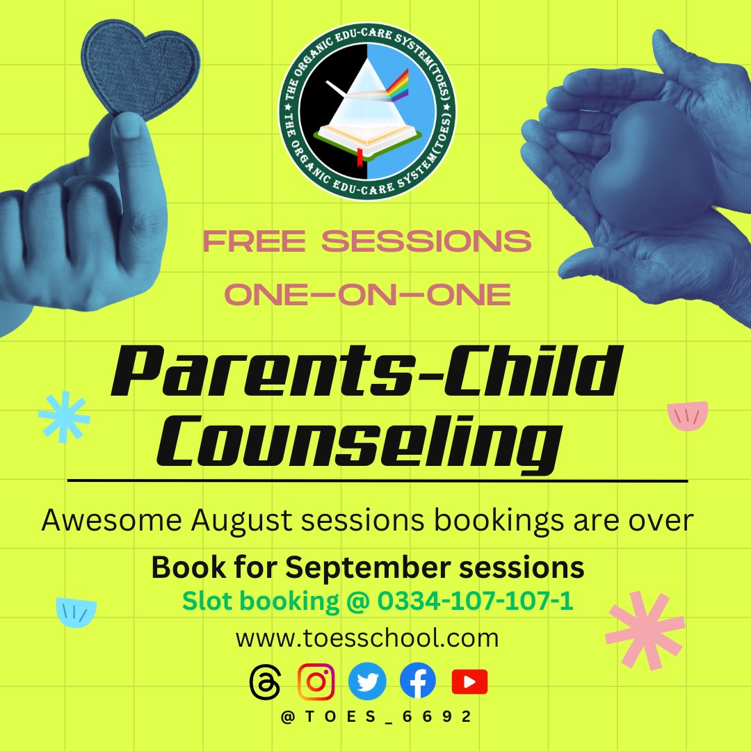 TOES_6692's tweet photo. Join our counseling sessions to unlock strategies for nurturing young minds. Together, we can shape a brighter future for our kids!

#ParentingSolutions #HealthyDigitalHabits #Activekids
#MindfulParenting #ChildDevelopment #ScreenTimeBalance #Growing https://t.co/o7577xPvFx