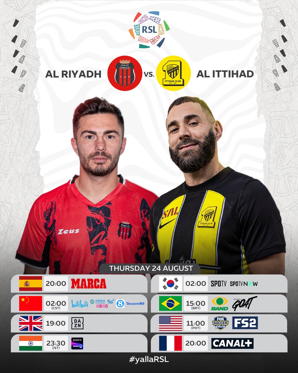 SPL_EN's tweet photo. Where you can tune into today's games... 🌎📺

#yallaRSL #RoshnSaudiLeague https://t.co/ZTotMxbc6O