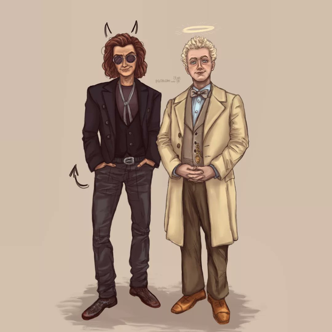 gutarigomi's tweet photo. Good Omens has successfully rotten my brain🤕 this is a study of the ineffable husbands that took me longer than I expected, but i think I'm starting to understand better their shapes and all  #Aziraphale #Crowley https://t.co/7yYkygpfOY