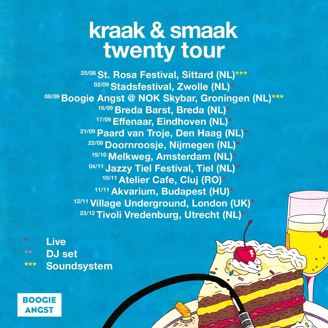 kraaksmaak's tweet photo. This year’s remaining shows. Where will we see you? #twentytour https://t.co/8RrjN1c7tc