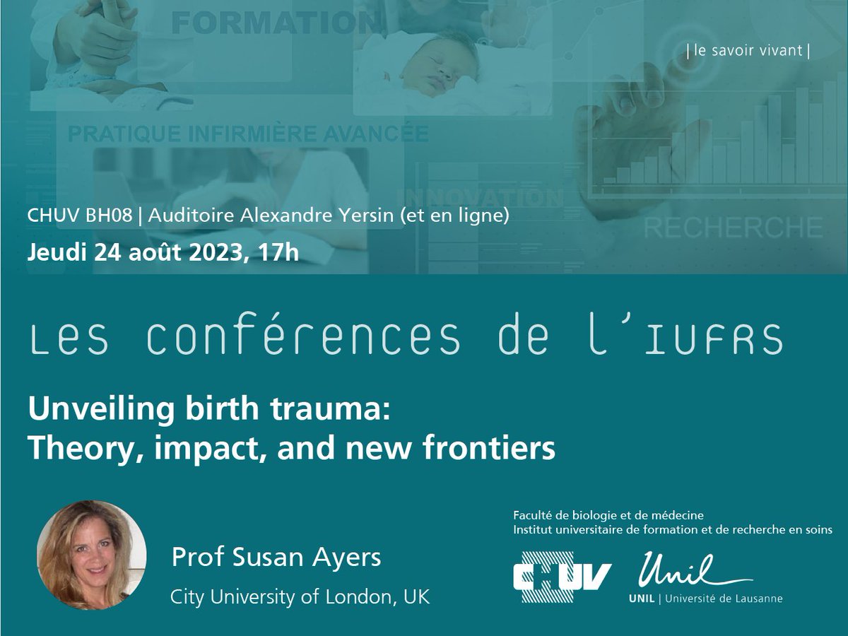 IUFRS (INACTIVE) (@iufrs) on Twitter photo 📢C'est aujourd'hui! * It's today!
* LES CONFERENCES DE L'IUFRS *
24 août, 17h | A. Yersin <a href="/CHUVLausanne/">CHUV / Centre hospitalier universitaire vaudois</a> (+online)
<a href="/DrSusanAyers/">Susan Ayers</a>: "Unveiling birth trauma"
Plus d'informations: agenda.unil.ch/display/168873……
<a href="/FBM_UNIL/">Faculté de biologie et de médecine (inactif)</a> <a href="/LPResGroup/">LausannePerinatalResearchGroup</a> <a href="/DrAntjeHorsch/">Antje Horsch</a> 📢C'est aujourd'hui! * It's today!
* LES CONFERENCES DE L'IUFRS *
24 août, 17h | A. Yersin <a href="/CHUVLausanne/">CHUV / Centre hospitalier universitaire vaudois</a> (+online)
<a href="/DrSusanAyers/">Susan Ayers</a>: "Unveiling birth trauma"
Plus d'informations: agenda.unil.ch/display/168873……
<a href="/FBM_UNIL/">Faculté de biologie et de médecine (inactif)</a> <a href="/LPResGroup/">LausannePerinatalResearchGroup</a> <a href="/DrAntjeHorsch/">Antje Horsch</a>