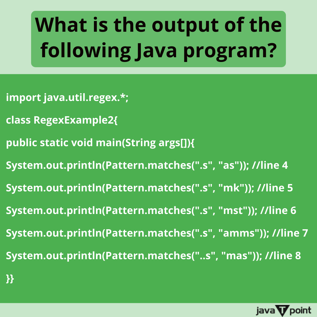 Bhavana83491661's tweet image. What is the output of the following Java program?
.
.
.
.
for more questions about Java
bit.ly/3kw8py6
check the above link
.
.
.
.
#string #stringbuffer #stringbuilder #trycatch #exception #interface #class #package  #methodoverloading #metacharacters #javatpoint