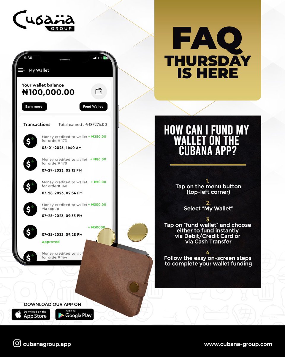 CubanaApp's tweet photo. Follow this easy steps above ⬆️ to fund your wallet.

Download the CUBANA NG mobile app today.
available for IOS and Android. Click the link in our bio 

#cubanasuites #obicubana #cubanaapp https://t.co/ruUnOXflmy