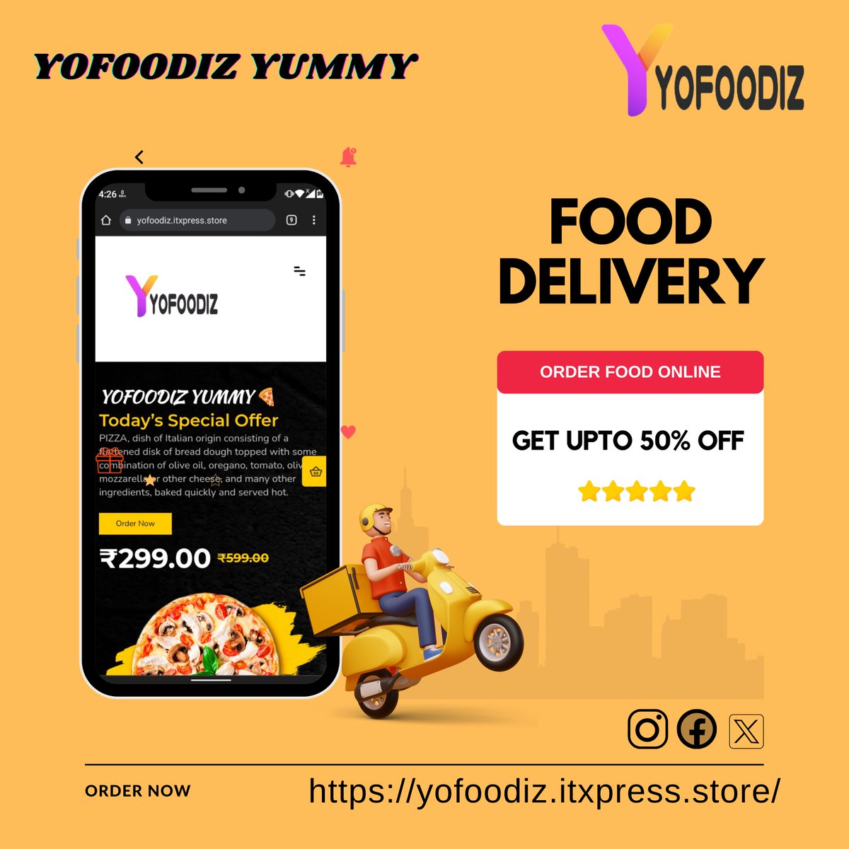 Yofoodiz's tweet photo. Skip the cooking and savor the savings! Yofoodiz brings you up to 50% off on online food delivery. Dive into a world of culinary delights without stepping out. Your next meal just got more exciting. 

#OrderIn #50PercentOff #yofoodiz 
#electrodata #bongaigaon https://t.co/vEkqNonmuf