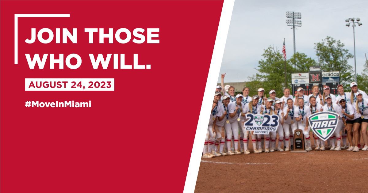 Today’s the day! Join us and other RedHawks in celebrating Miami Softball during Move In Miami and help support the Class of 2027. Give now:MiamiRedHawks.com/SupportSoftball #MoveInMiami #RiseUpRedHawks #GraduatingChampions
