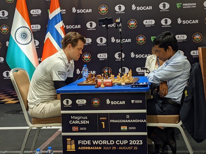 mufaddal_vohra's tweet photo. Well played, R Praggnanandhaa...!!

The 18 year old put on a show in the Chess World Cup 2023 and defeated some of the biggest stars, but in the loses the Final against No.1 ranked Magnus Carlsen. 

India is proud of you, Pragg. 🇮🇳 https://t.co/TNebsSxjc3