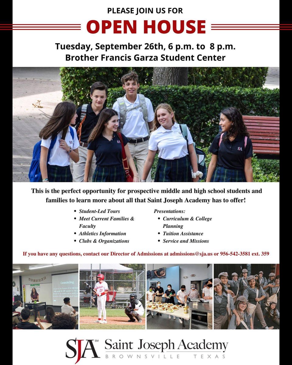 This is the perfect opportunity to learn more about Saint Joseph Academy! Meet our staff and faculty, learn about campus clubs and activities, and tour our beautiful campus. We have so much to offer. Join Us!❤🐾 Register here: bit.ly/sjaopenhouse23