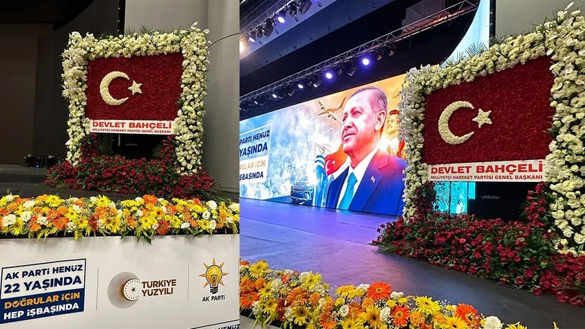 AlavNilufer's tweet photo. Devlet Bahçeli'nin, AK Parti'nin kuruluş yıldönümü nedeniyle gönderdiği çiçekte:
Malazgirt Zaferi anısına 1071 adet kırmızı, beyaz güller ve karanfiller, 22. yıl dönümü için 22 dal beyaz orkide, Türkiye’nin 100. yılı için 100 adet kasımpatı çiçeği kullanıldı. #AkParti22Yaşında https://t.co/QcKpWO9gnr