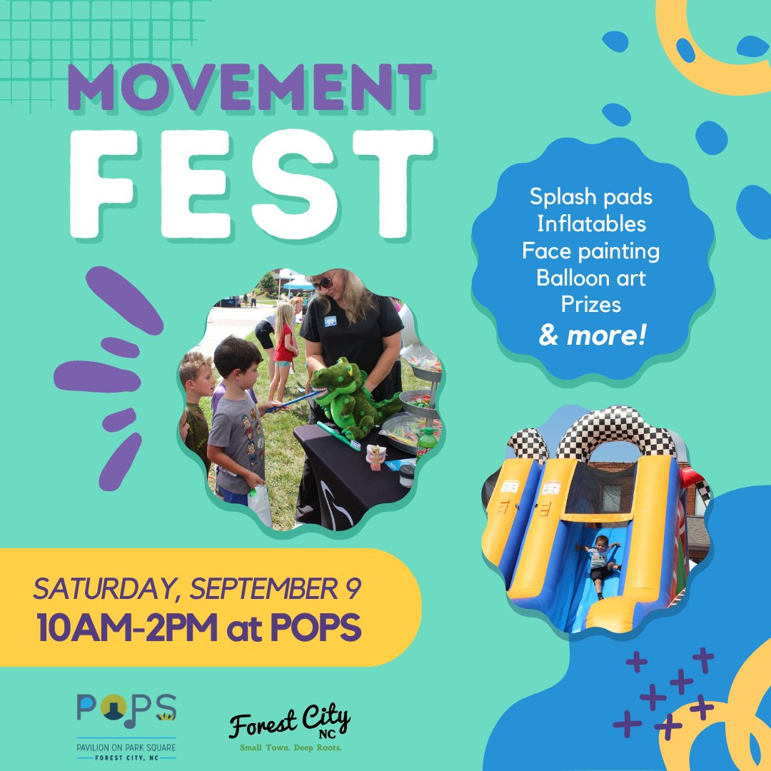 Movement Fest is the place to be on Saturday, September 9! Join us at POPS from 10am-2pm for an afternoon filled with fun. We'll have inflatables, face painting, balloon art, prizes, and more.

See you there!