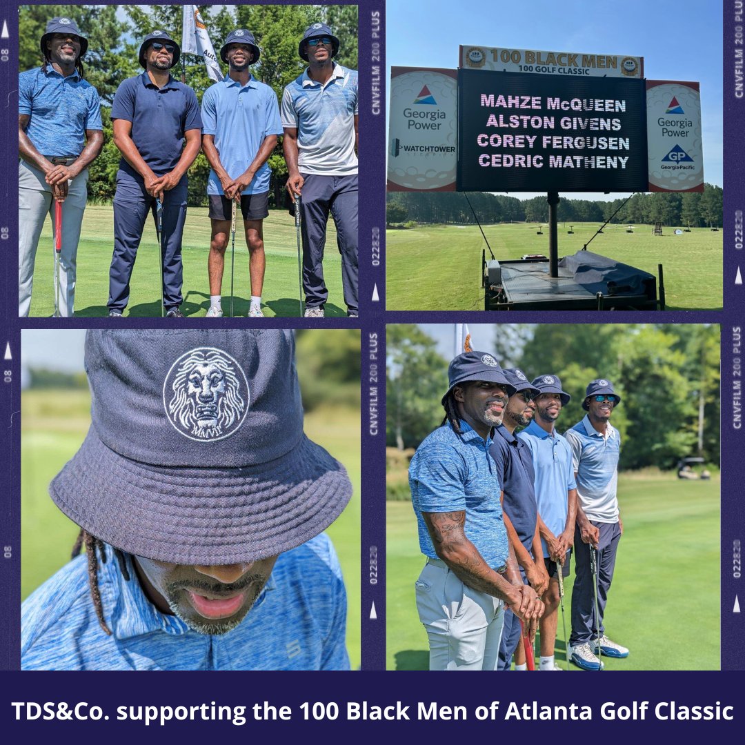 TDSandCo's tweet image. We can't keep our team away from the green! Corey, Cedric, Mahzé and Alston participated in the 100 Golf Classic in support of @100BMofATL. It looks like they had a great time swinging the clubs and networking with other community leaders! #TDSandCo #LeadersofthePride #100BMOA