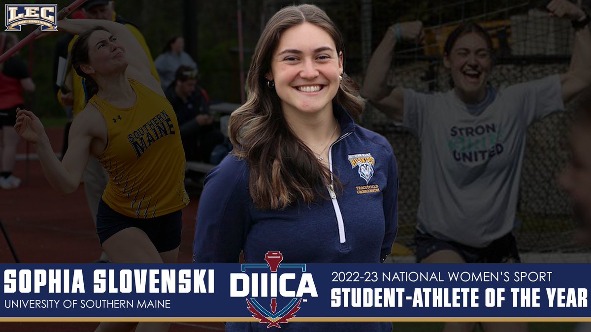 LittleEastConf's tweet photo. Southern Maine’s Sophia Slovenski Named 2022-23 @D3Commissioners Women’s Sport Student-Athlete of the Year #LECpride #StudentAthlete #NCAAD3 #LECtf #d3tf @NCAADIII @USTFCCCA
https://t.co/L86IhsbSq9 https://t.co/aRbyENDV09
