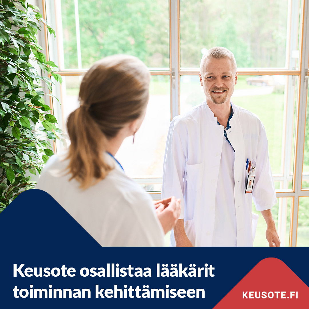 KU_Sote's tweet photo. Keusote rekrytoi kehittäjälääkäreitä sujuvoittamaan terveysasemapalveluita. Kliinisen työn ja yhteisöllisen kehittämisen yhdistävä toimintamalli on ainutlaatuinen Suomessa. 👍 Lue lisää kehittäjälääkäreistä: https://t.co/3PqXfJB9YI #sote #lääkärirekry #hyvinvointialueet #Keusote https://t.co/1Q4TjGpzHV