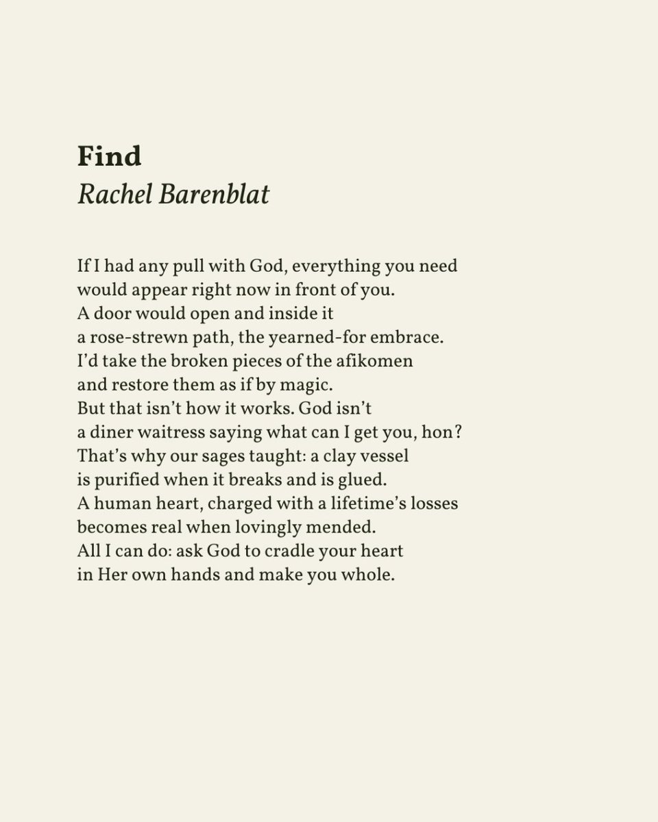 readalittlepoem's tweet image. “But that isn’t how it works. God isn’t / a diner waitress saying what can I get you, hon?”

— Rachel Barenblat