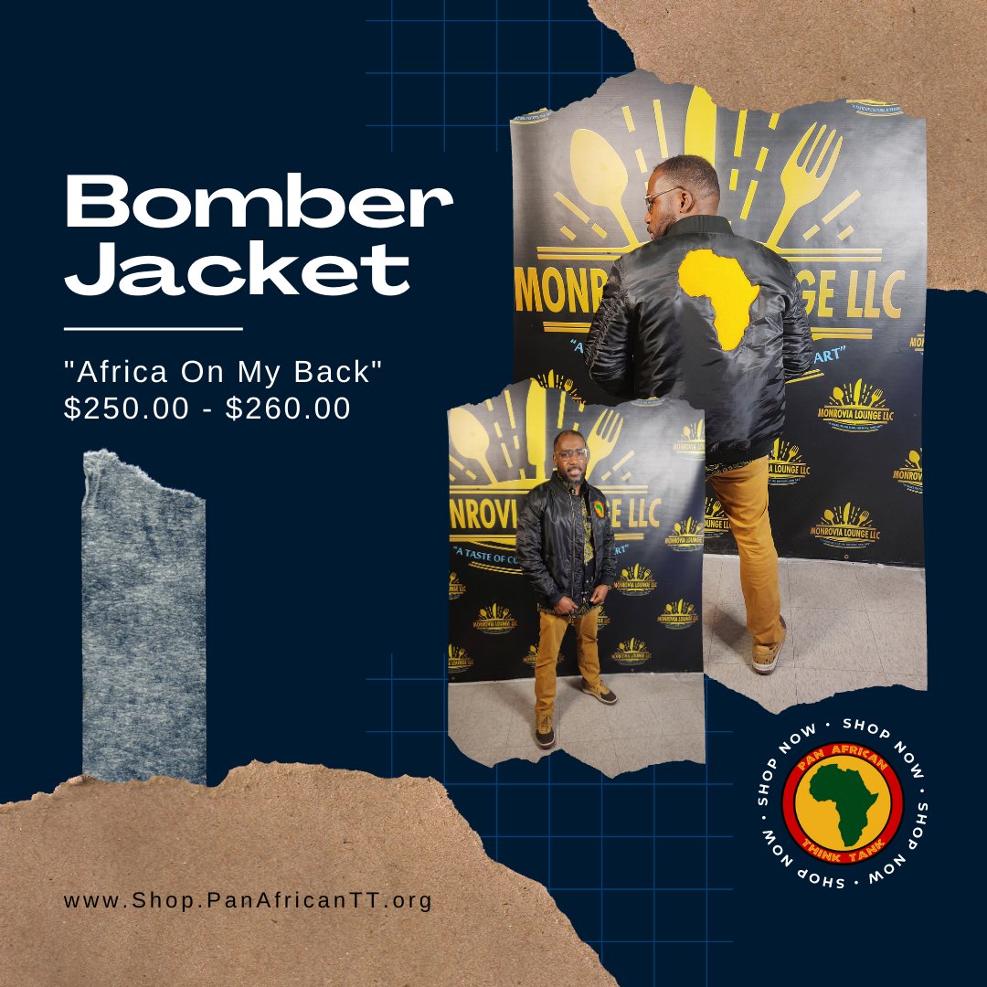 Have you seen the "Africa On My Back" Bomber Jacket? It'll keep you warm and stylish as you represent with professional embroidery of the continent. 

Shop Now: shop.panafricantt.org/product/africa…

Shop.PanAfricanTT.org 💚💛❤️
