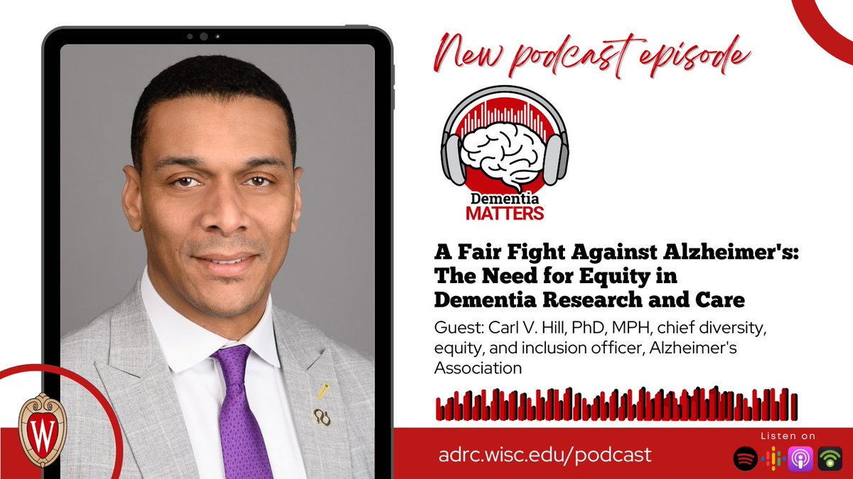Wisconsin ADRC (@wisconsinadrc) on Twitter photo .<a href="/hillcv17/">Carl V. Hill</a> of the <a href="/alzassociation/">Alzheimer's Association</a> joins <a href="/NathanielChinMD/">Nathaniel Chin</a> on #DementiaMatters to delve into the significance of representation, diversity, equity, equality and inclusion within #Alzheimers disease research. Listen to the podcast: go.wisc.edu/orma3g .<a href="/hillcv17/">Carl V. Hill</a> of the <a href="/alzassociation/">Alzheimer's Association</a> joins <a href="/NathanielChinMD/">Nathaniel Chin</a> on #DementiaMatters to delve into the significance of representation, diversity, equity, equality and inclusion within #Alzheimers disease research. Listen to the podcast: go.wisc.edu/orma3g