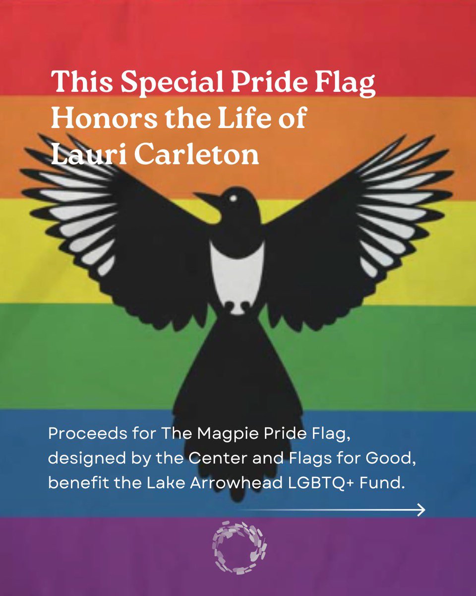 LALGBTCenter's tweet photo. Created in collaboration with Flags for Good, the Magpie Pride Flag honors the memory of Lauri Carleton, who was shamelessly killed in an act of anti-LGBTQ+ gun violence for hanging a Pride flag outside of her Mag.pi storefront. 

Pre-Order here: https://t.co/7BMB17u4Cn https://t.co/9axudFPuG8