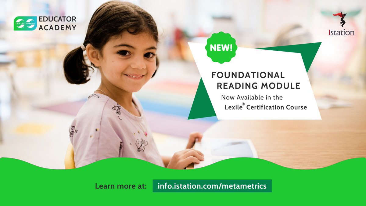 MetaMetrics_Inc's tweet photo. We are excited to announce a new professional development track that supports phonics and decoding instruction as part of the Lexile® and Quantile® Educator Academy offered through @Istationed. Learn more about the new science of reading-aligned module! https://t.co/7BcL7JIcII https://t.co/TGcawheRNQ