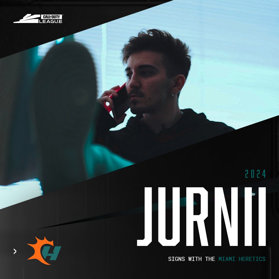 CODLeague's tweet photo. ROSTER UPDATE: @miamiheretics_ have officially signed @JurNiii to their #CDL2024 roster. https://t.co/Tqurrp5Diy
