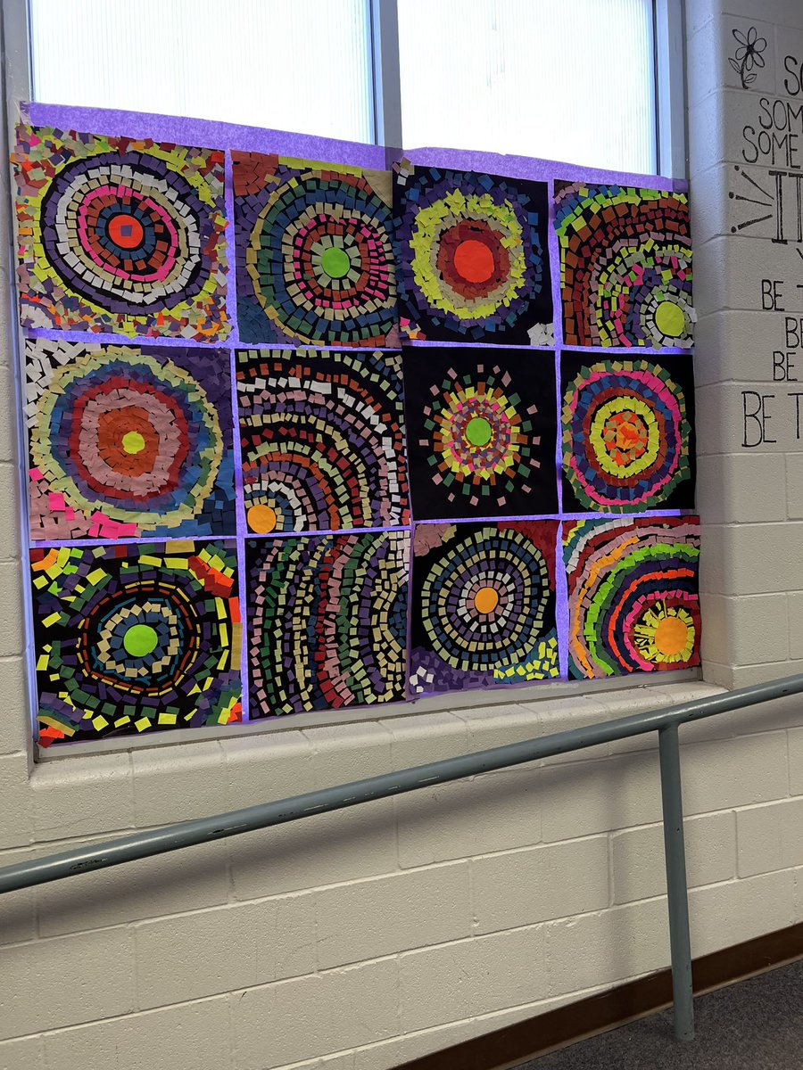 ARTClark3978's tweet photo. Scholars worked together in groups to create the sun mosaics as our first school wide collaborative art project #ItsOurTimeToShine @MilamMagnet @ECISD_FineArts @EctorCountyISD @Dorothy0rtiz #bigartday https://t.co/BV2yE0eVgN