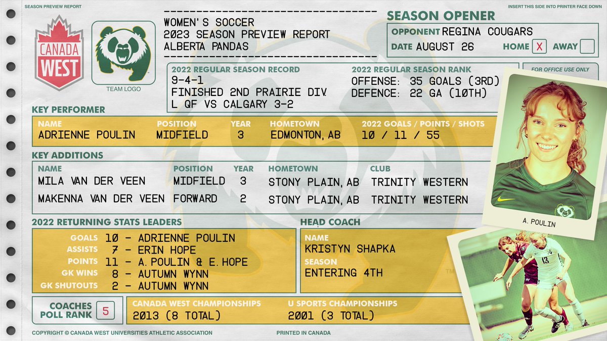 UAlberta Golden Bears & Pandas (@bearsandpandas) on Twitter photo ๐๐๐ผ๐๐๐ ๐๐๐๐๐๐๐ ๐๐๐๐๐๐ ๐ผโฝ๏ธ
The report is in! Heading into their 2023 campaign as the 5th seed in the <a href="/CanadaWest/">Canada West</a> coaches poll, <a href="/PandasSoccer/">Pandas Soccer</a> will open their season against the Regina Cougars this Saturday, 12pm! #BeTheRoar
READ MORE: bearsandpandas.ca/news/2023/8/24โฆ ๐๐๐ผ๐๐๐ ๐๐๐๐๐๐๐ ๐๐๐๐๐๐ ๐ผโฝ๏ธ
The report is in! Heading into their 2023 campaign as the 5th seed in the <a href="/CanadaWest/">Canada West</a> coaches poll, <a href="/PandasSoccer/">Pandas Soccer</a> will open their season against the Regina Cougars this Saturday, 12pm! #BeTheRoar
READ MORE: bearsandpandas.ca/news/2023/8/24โฆ