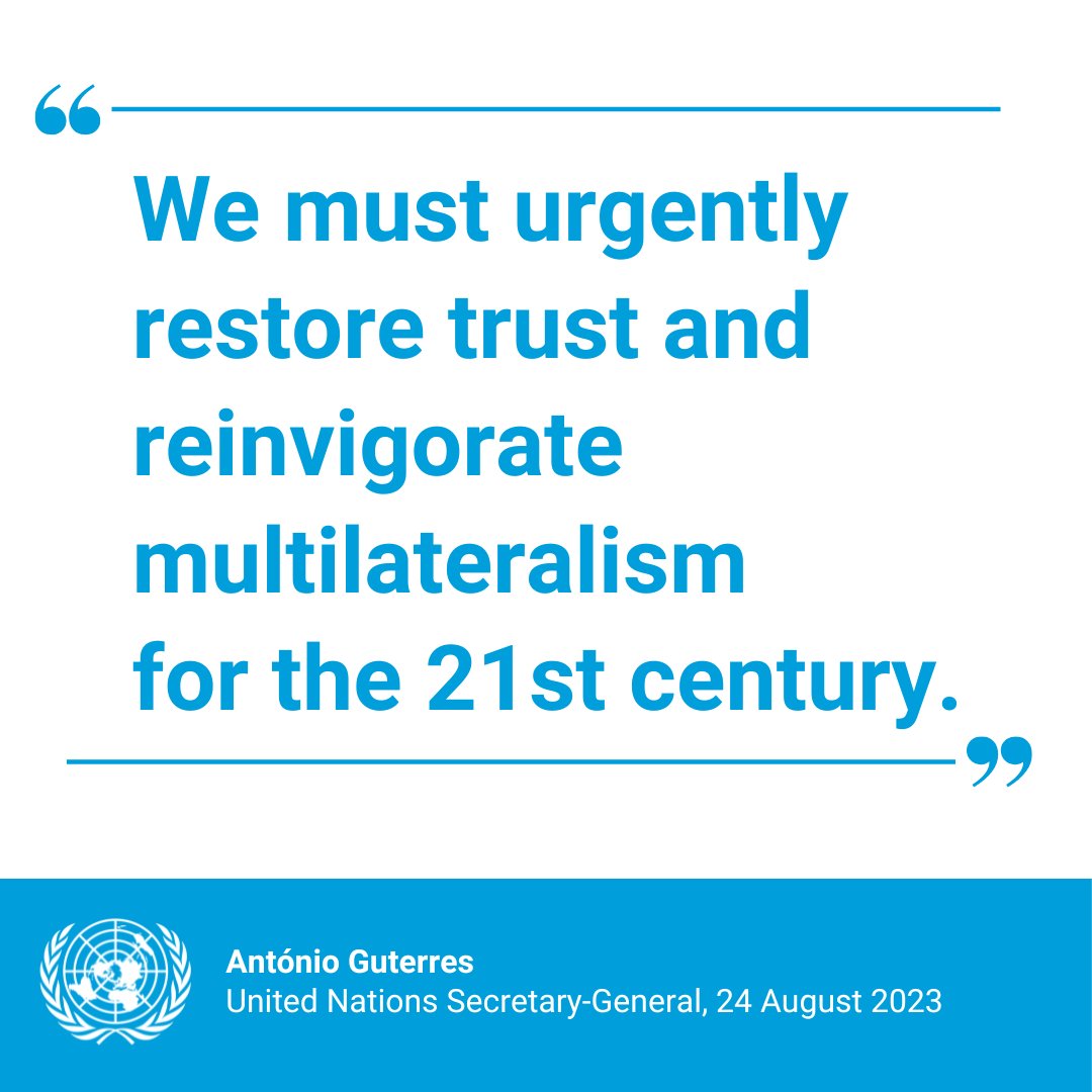 “We will not solve our common challenges in a fragmented way. “ – @antonioguterres calls for greater global unity and cooperation to fulfil the promise of a better future. news.un.org/en/story/2023/…